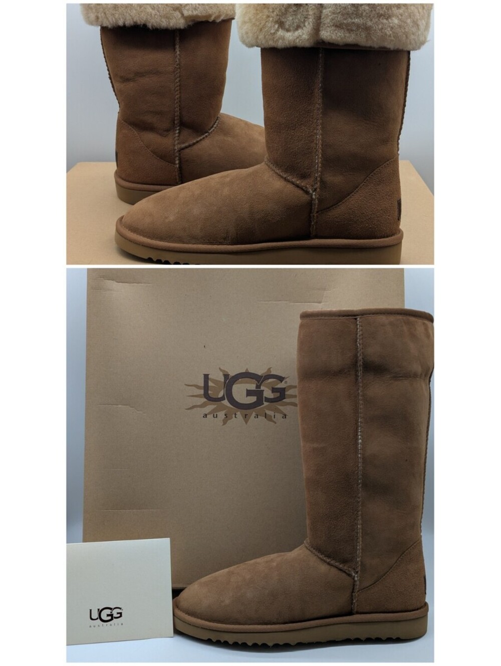 Ugg Classic Tall Boots Chestnut Suede Sheepskin Women's Size 9 5815 Brown New